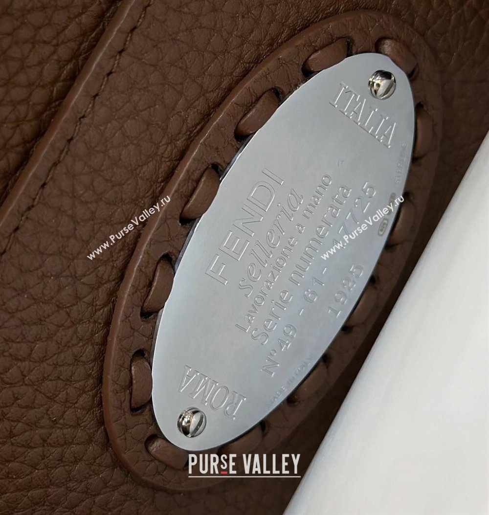 Fendi Peekaboo ISeeU Small Bag in Grained Leather with Oversized topstitching Dark Brown 2025 80133 top (CL-250210015)