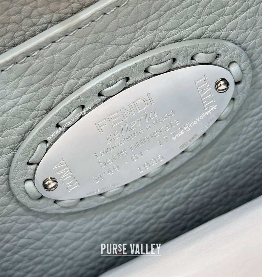 Fendi Peekaboo ISeeU Small Bag in Grained Leather with Oversized topstitching Glacier Blue 2025 80133 top (CL-250210017)