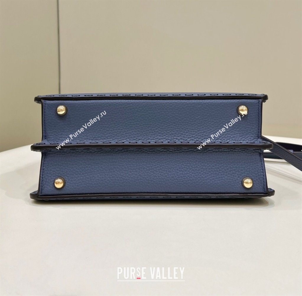 Fendi Peekaboo ISeeU Small Bag in Grained Leather with Oversized topstitching Midnight Blue 2025 80133 top (CL-250210020)