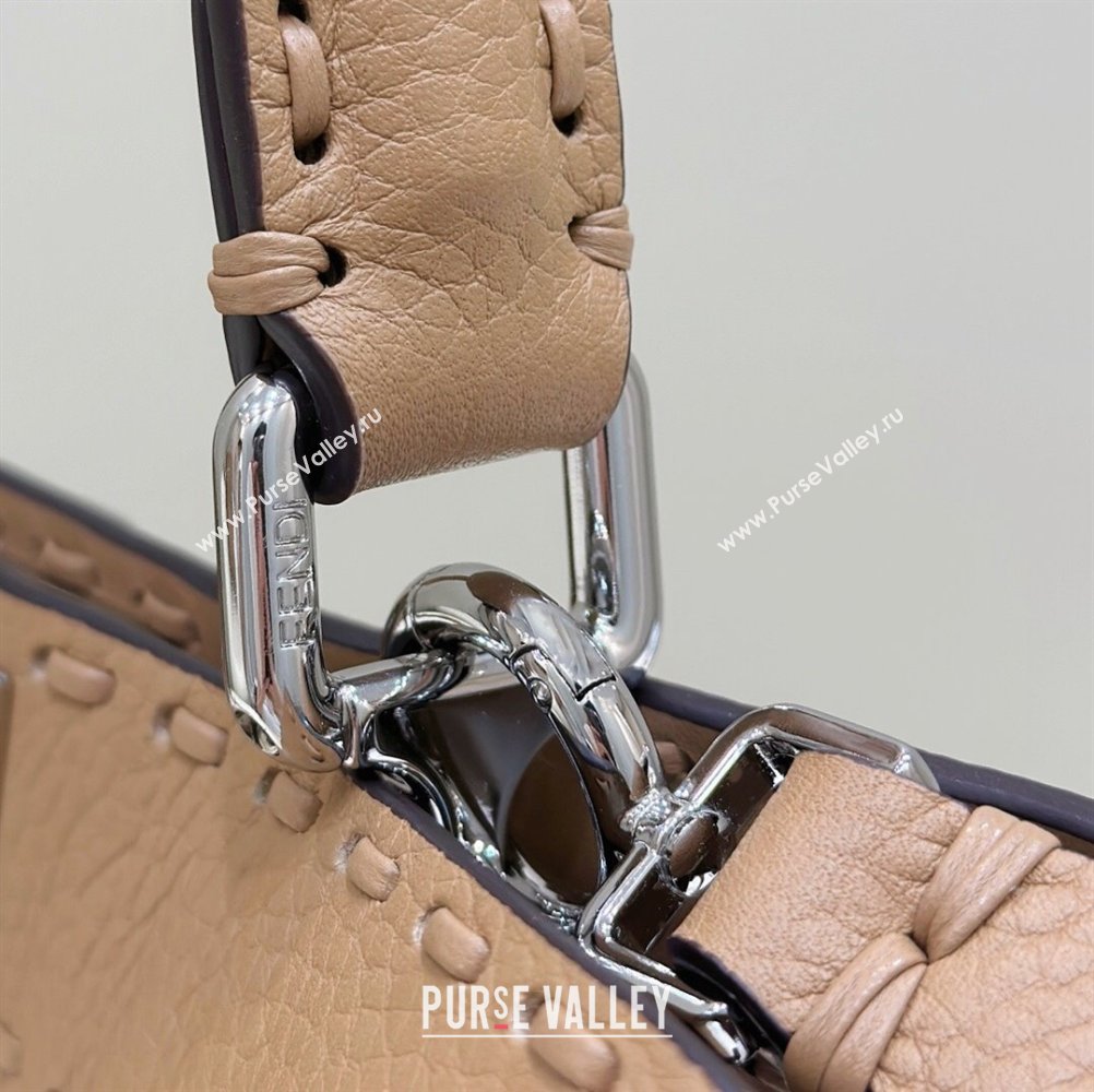 Fendi Peekaboo ISeeU Medium Bag in Grained Leather with Oversized topstitching Apricot 2025 80133 top (CL-250210024)