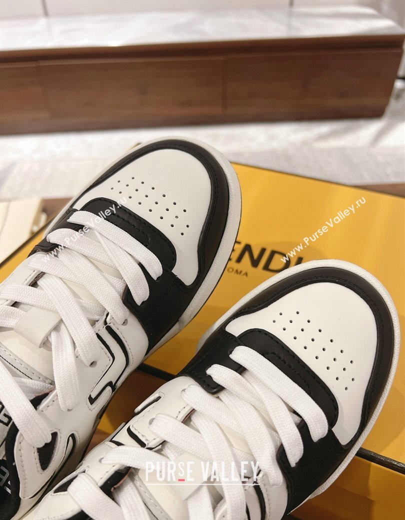 Fendi Match Low-top Sneakers in Calfskin Leather Black/White 2025 0220 (MD-250220096)
