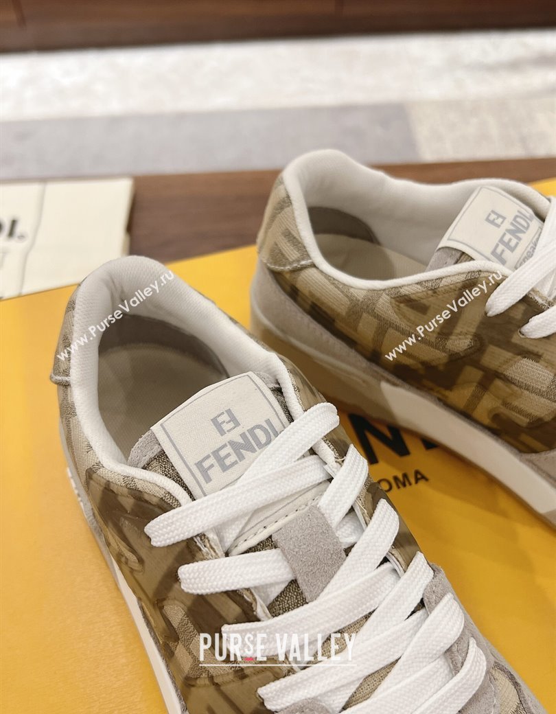 Fendi Match Low-top Sneakers in FF Canvas and Suede Beige/Grey 2025 0220 (MD-250220108)