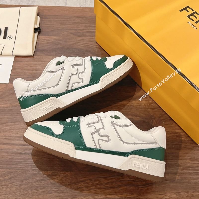 Fendi Match Low-top Sneakers in Calfskin Leather Green/White 2025 0220 (MD-250220097)