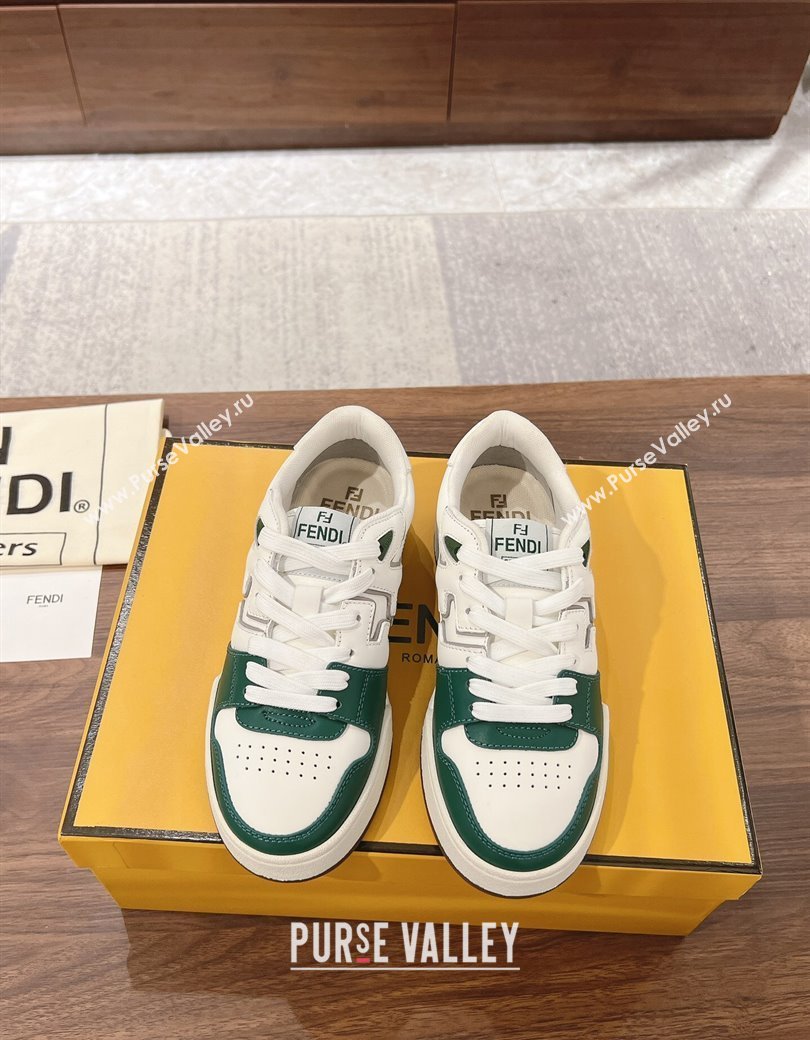 Fendi Match Low-top Sneakers in Calfskin Leather Green/White 2025 0220 (MD-250220097)