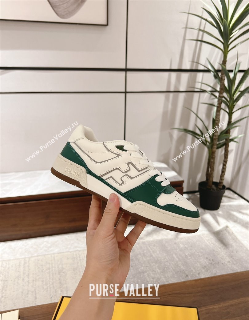 Fendi Match Low-top Sneakers in Calfskin Leather Green/White 2025 0220 (MD-250220097)