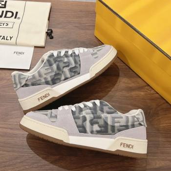Fendi Match Low-top Sneakers in FF Canvas and Suede Dark/Grey 2025 0220 (MD-250220113)
