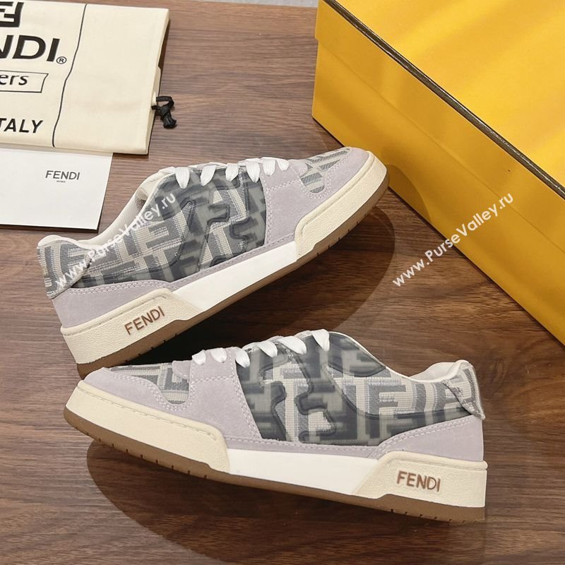 Fendi Match Low-top Sneakers in FF Canvas and Suede Dark/Grey 2025 0220 (MD-250220113)