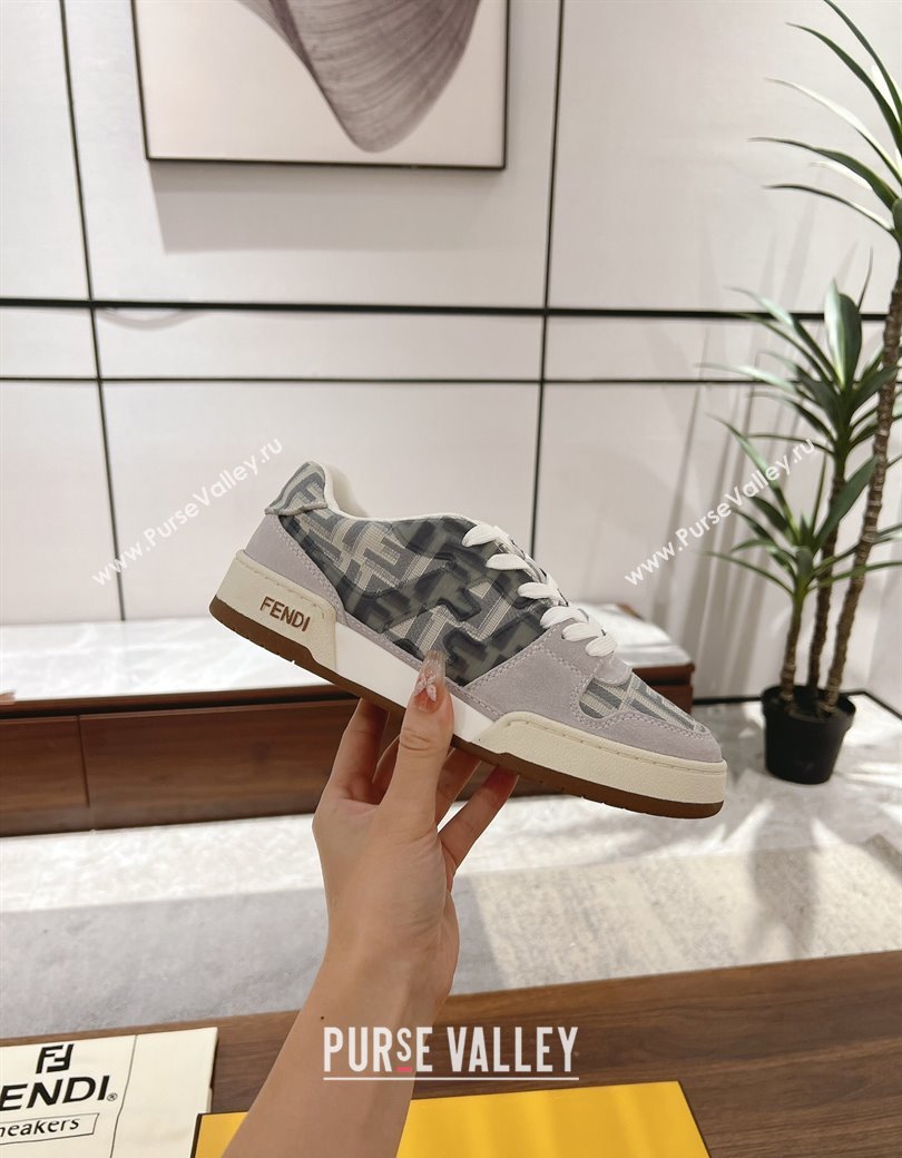 Fendi Match Low-top Sneakers in FF Canvas and Suede Dark/Grey 2025 0220 (MD-250220113)