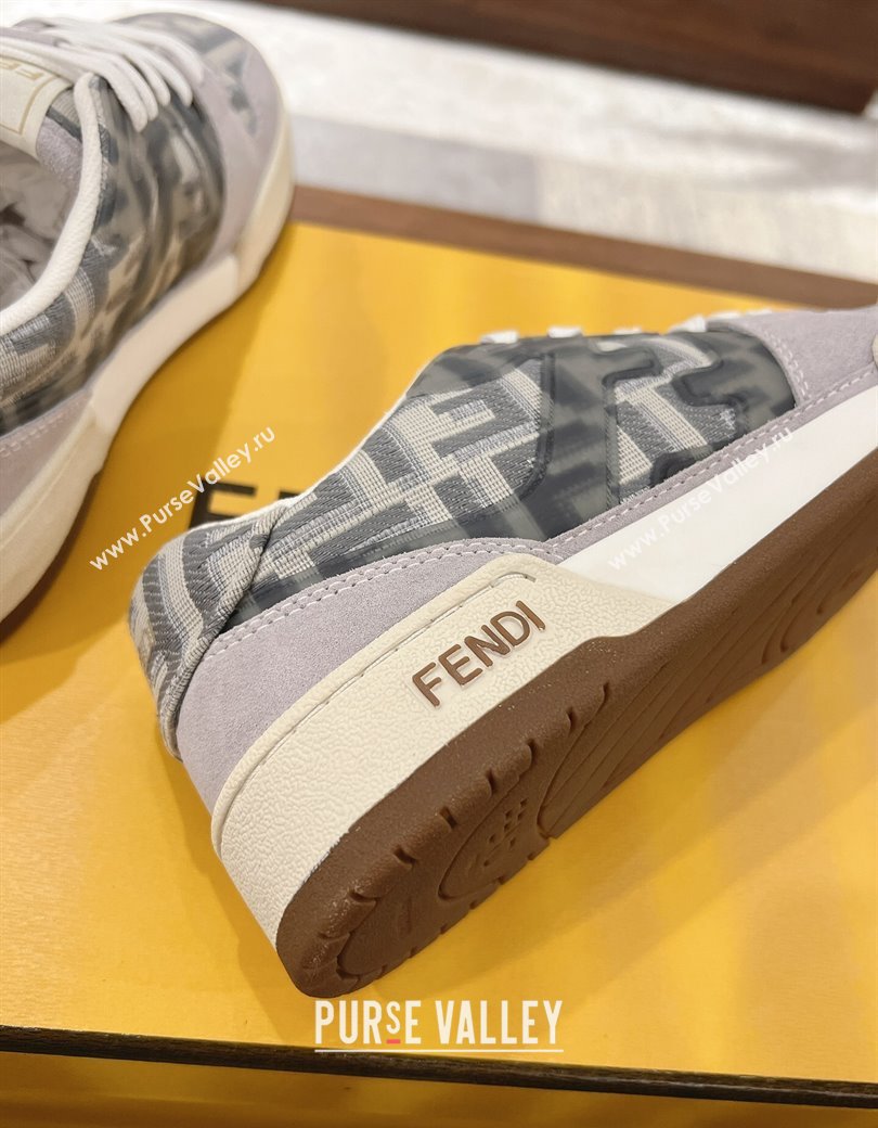 Fendi Match Low-top Sneakers in FF Canvas and Suede Dark/Grey 2025 0220 (MD-250220113)