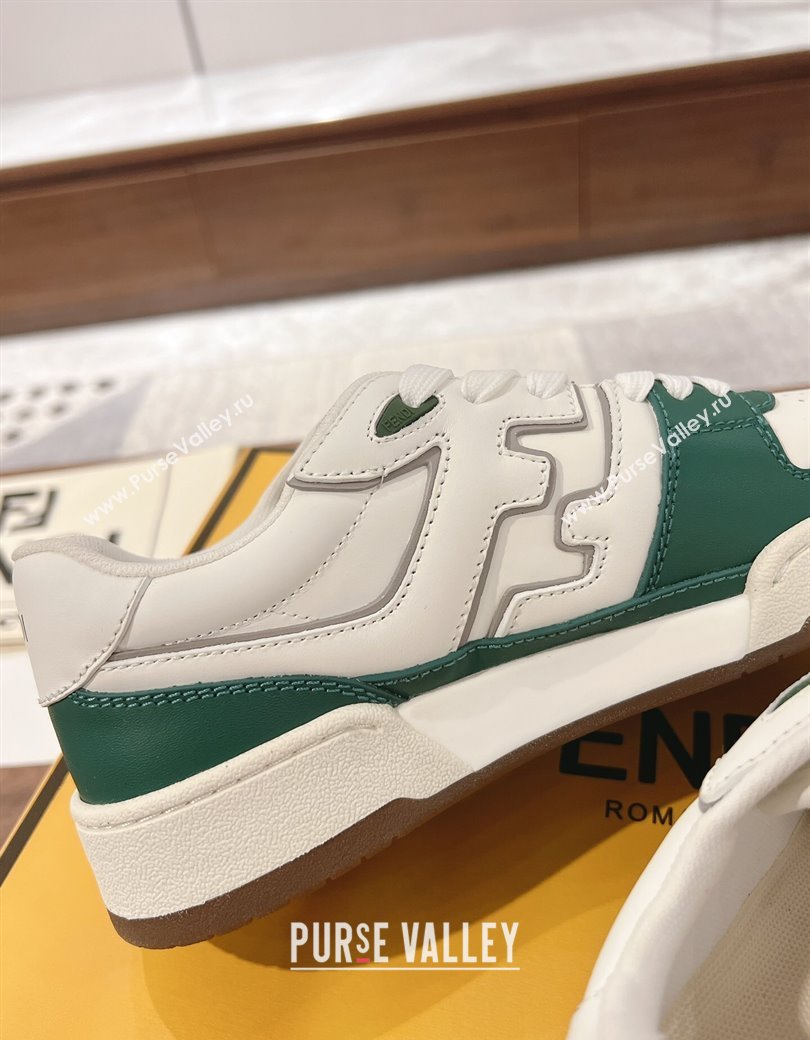 Fendi Match Low-top Sneakers in Calfskin Leather Green/White 2025 0220 (MD-250220097)