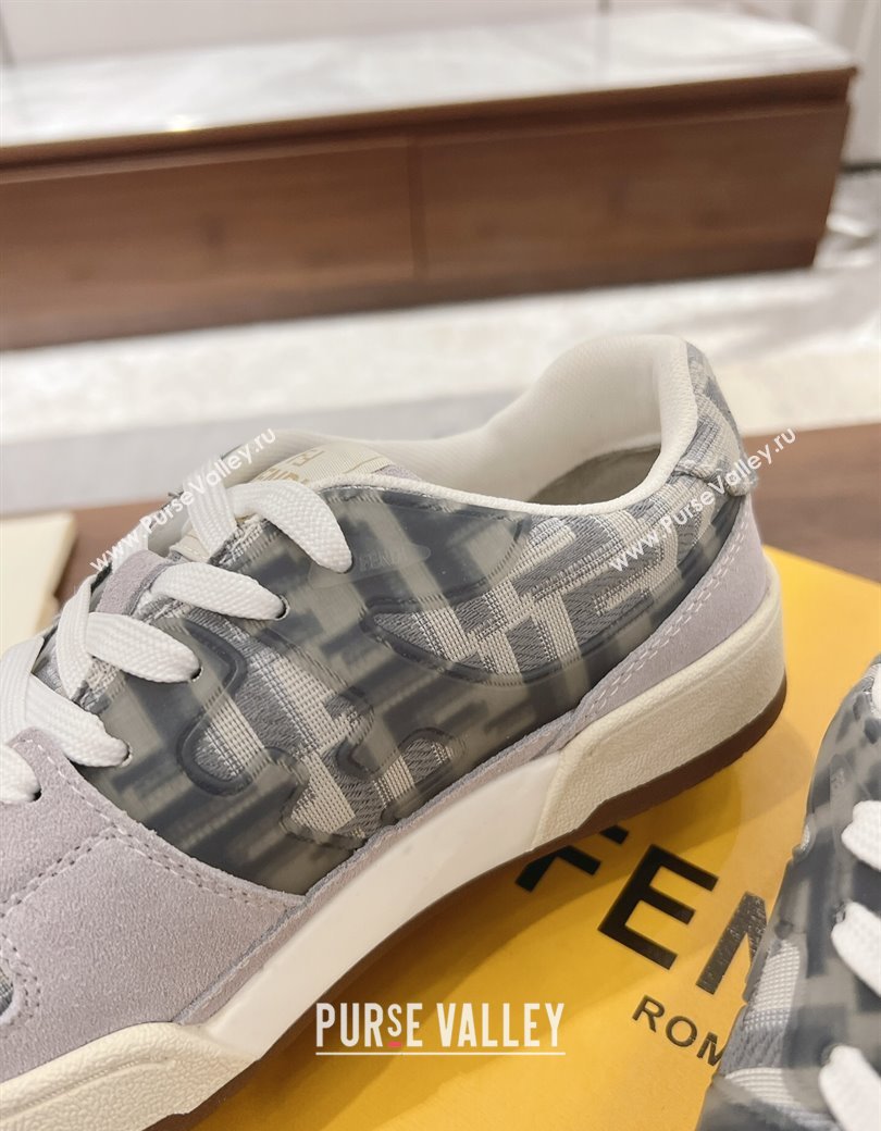 Fendi Match Low-top Sneakers in FF Canvas and Suede Dark/Grey 2025 0220 (MD-250220113)