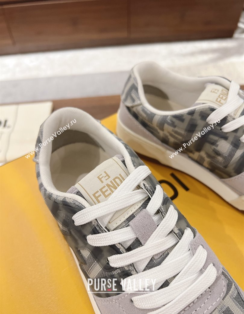 Fendi Match Low-top Sneakers in FF Canvas and Suede Dark/Grey 2025 0220 (MD-250220113)