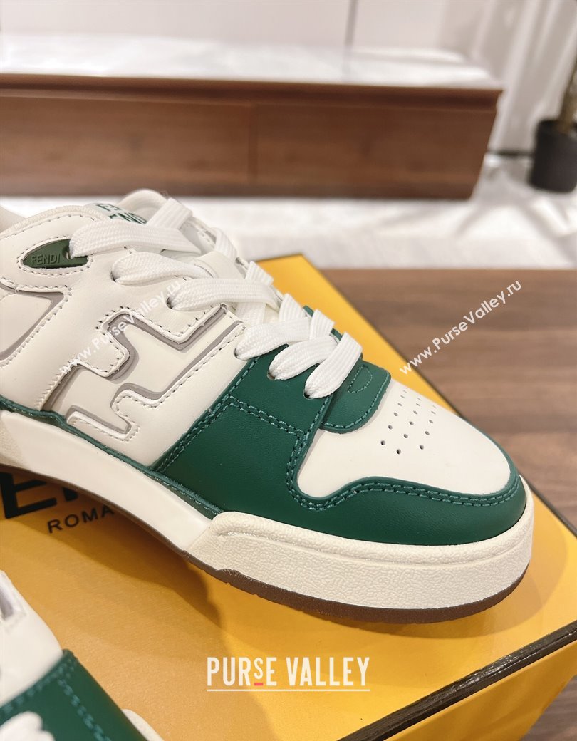 Fendi Match Low-top Sneakers in Calfskin Leather Green/White 2025 0220 (MD-250220097)