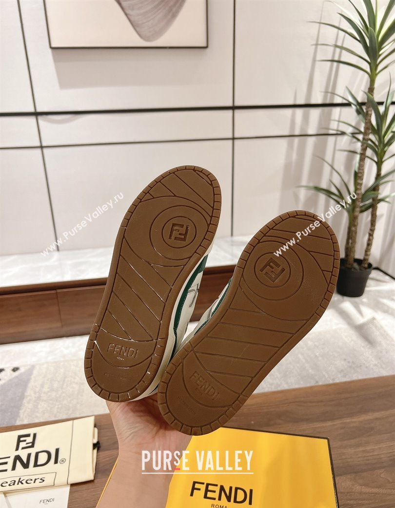 Fendi Match Low-top Sneakers in Calfskin Leather Green/White 2025 0220 (MD-250220097)