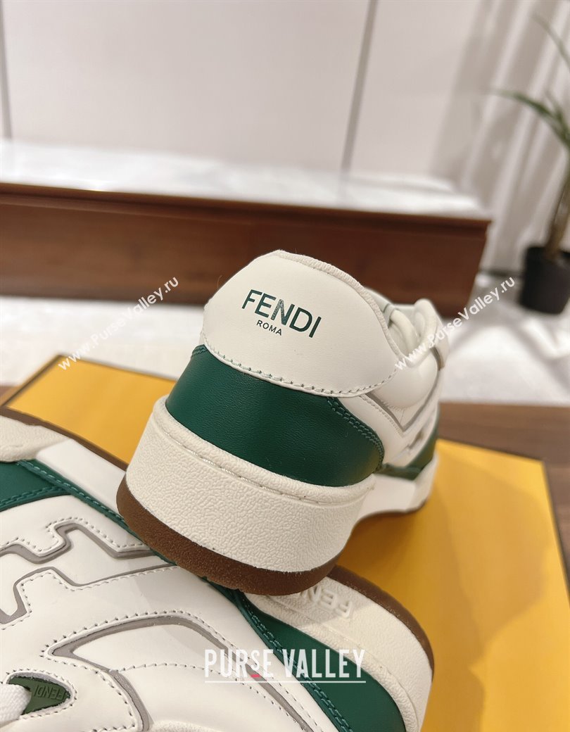 Fendi Match Low-top Sneakers in Calfskin Leather Green/White 2025 0220 (MD-250220097)