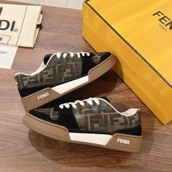 Fendi Match Low-top Sneakers in FF Canvas and Suede Brown/Black 2025 0219 (MD-250220114)