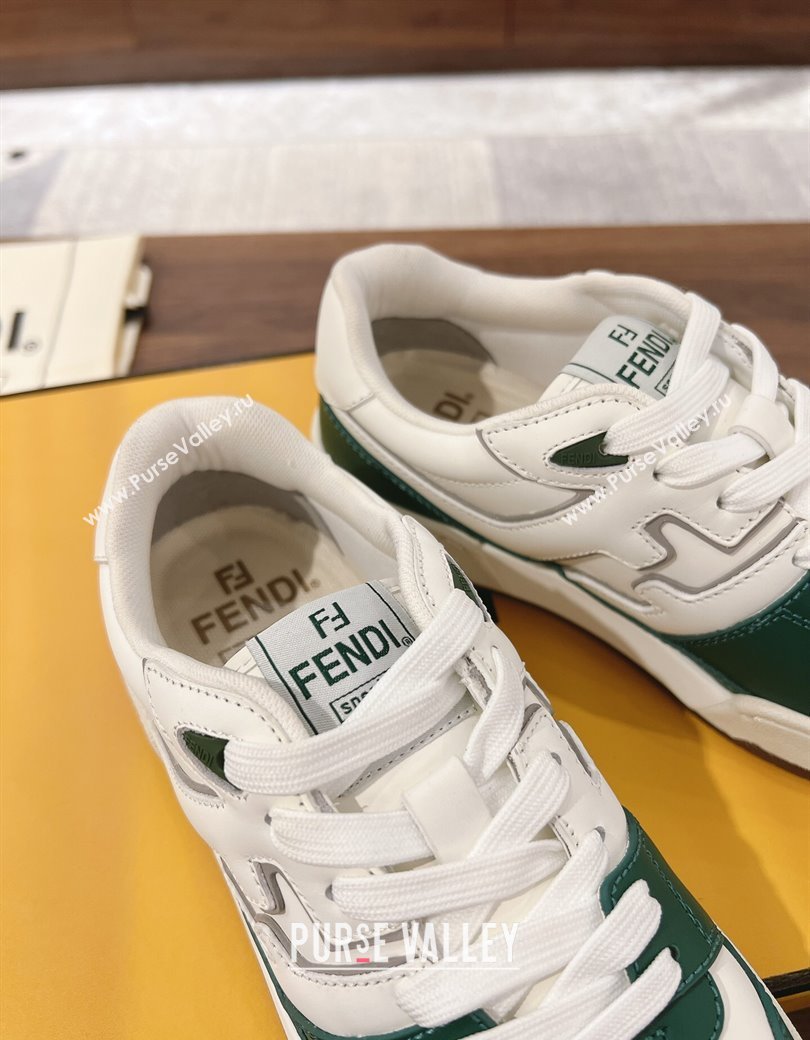 Fendi Match Low-top Sneakers in Calfskin Leather Green/White 2025 0220 (MD-250220097)
