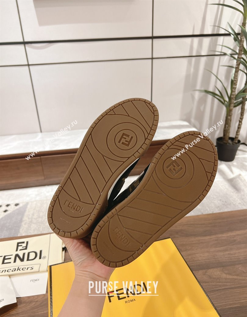Fendi Match Low-top Sneakers in FF Canvas and Suede Brown/Black 2025 0219 (MD-250220114)