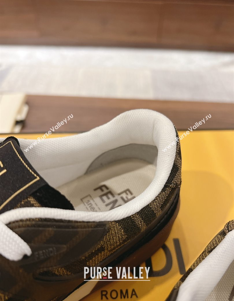 Fendi Match Low-top Sneakers in FF Canvas and Suede Brown/Black 2025 0219 (MD-250220114)