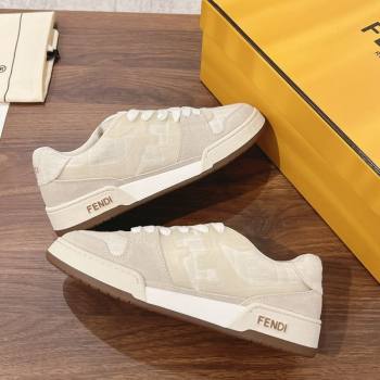Fendi Match Low-top Sneakers in FF Canvas and Suede Light Grey 2025 0219 (MD-250220115)