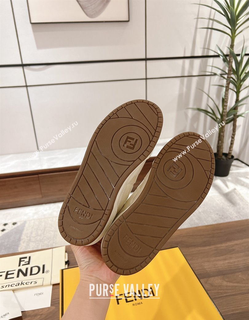 Fendi Match Low-top Sneakers in FF Canvas and Suede Light Grey 2025 0219 (MD-250220115)