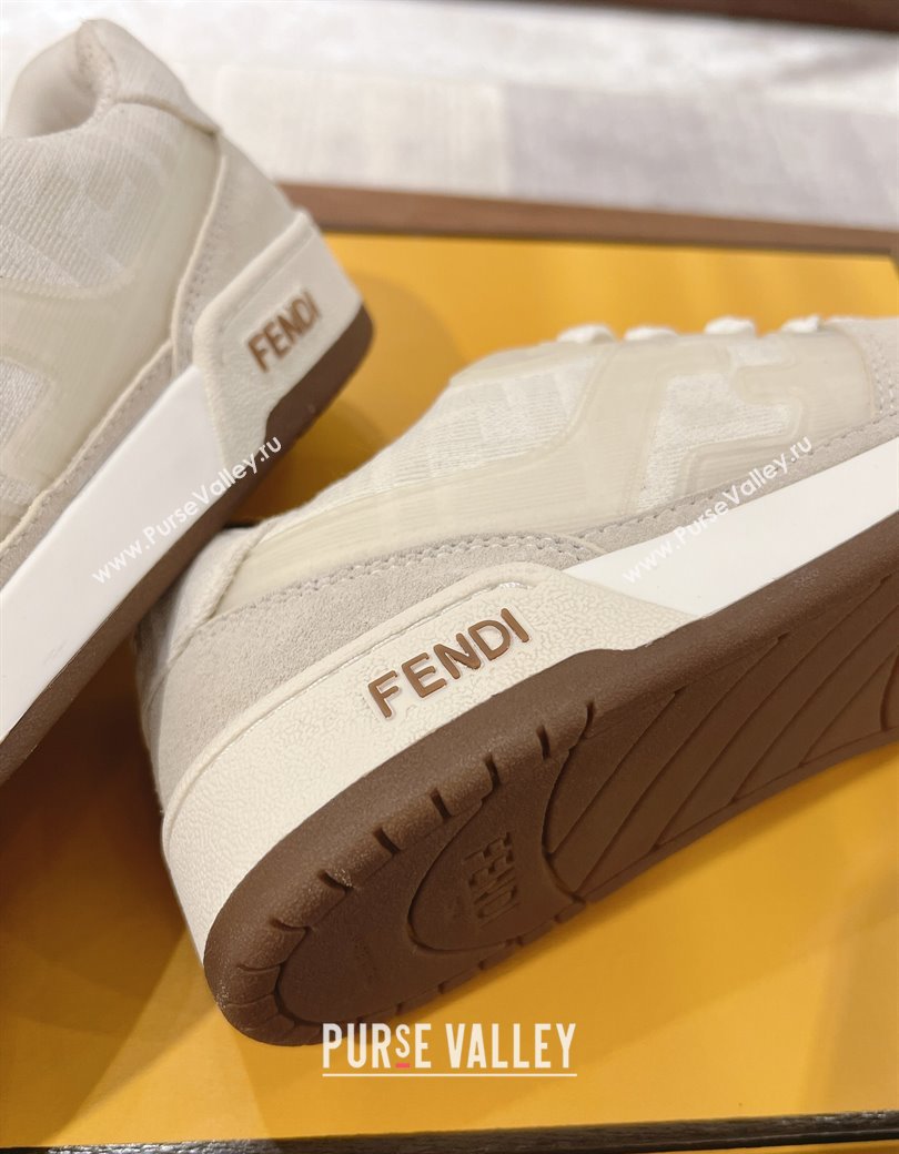 Fendi Match Low-top Sneakers in FF Canvas and Suede Light Grey 2025 0219 (MD-250220115)
