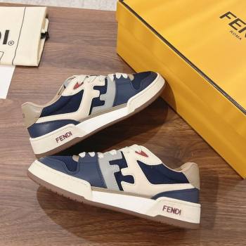 Fendi Match Low-top Sneakers in Canvas and Leather Navy Blue 2025 0219 (MD-250220116)