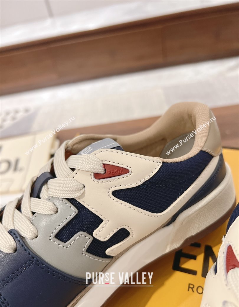 Fendi Match Low-top Sneakers in Canvas and Leather Navy Blue 2025 0219 (MD-250220116)
