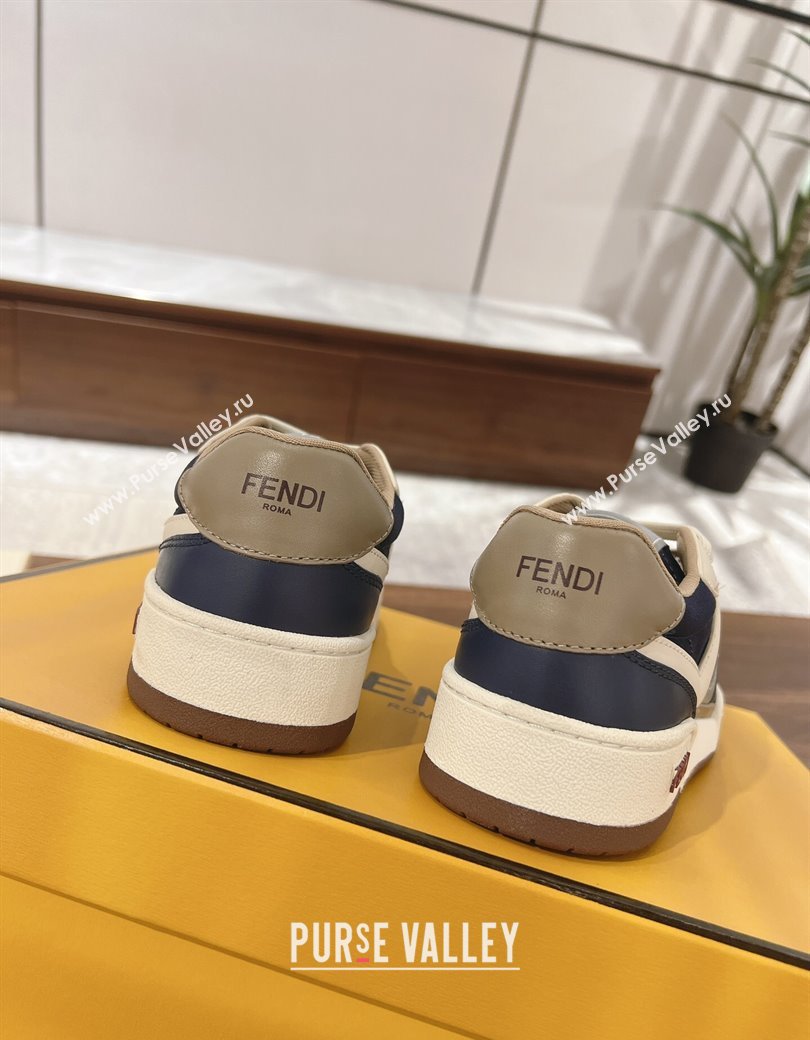 Fendi Match Low-top Sneakers in Canvas and Leather Navy Blue 2025 0219 (MD-250220116)