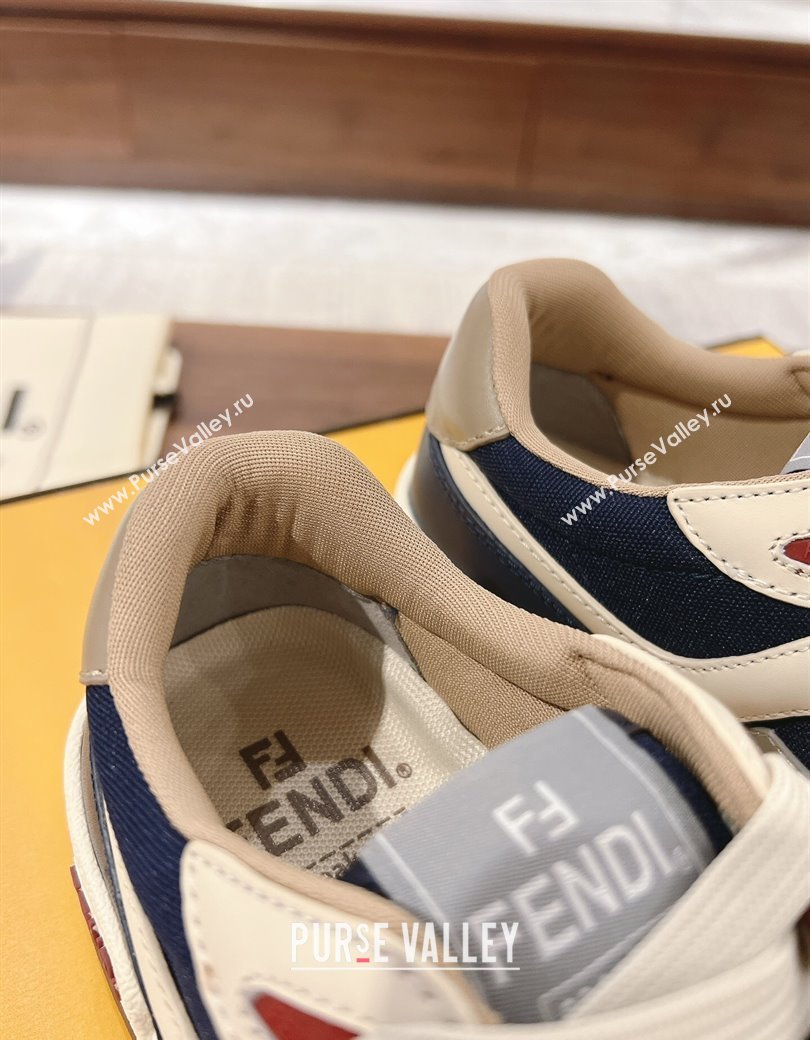 Fendi Match Low-top Sneakers in Canvas and Leather Navy Blue 2025 0219 (MD-250220116)