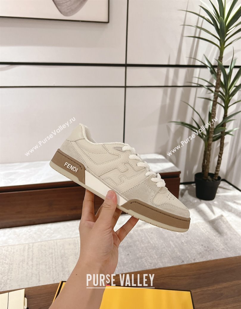 Fendi Match Low-top Sneakers in Grained Leather and Suede White Upper 2025 0219 (MD-250220118)