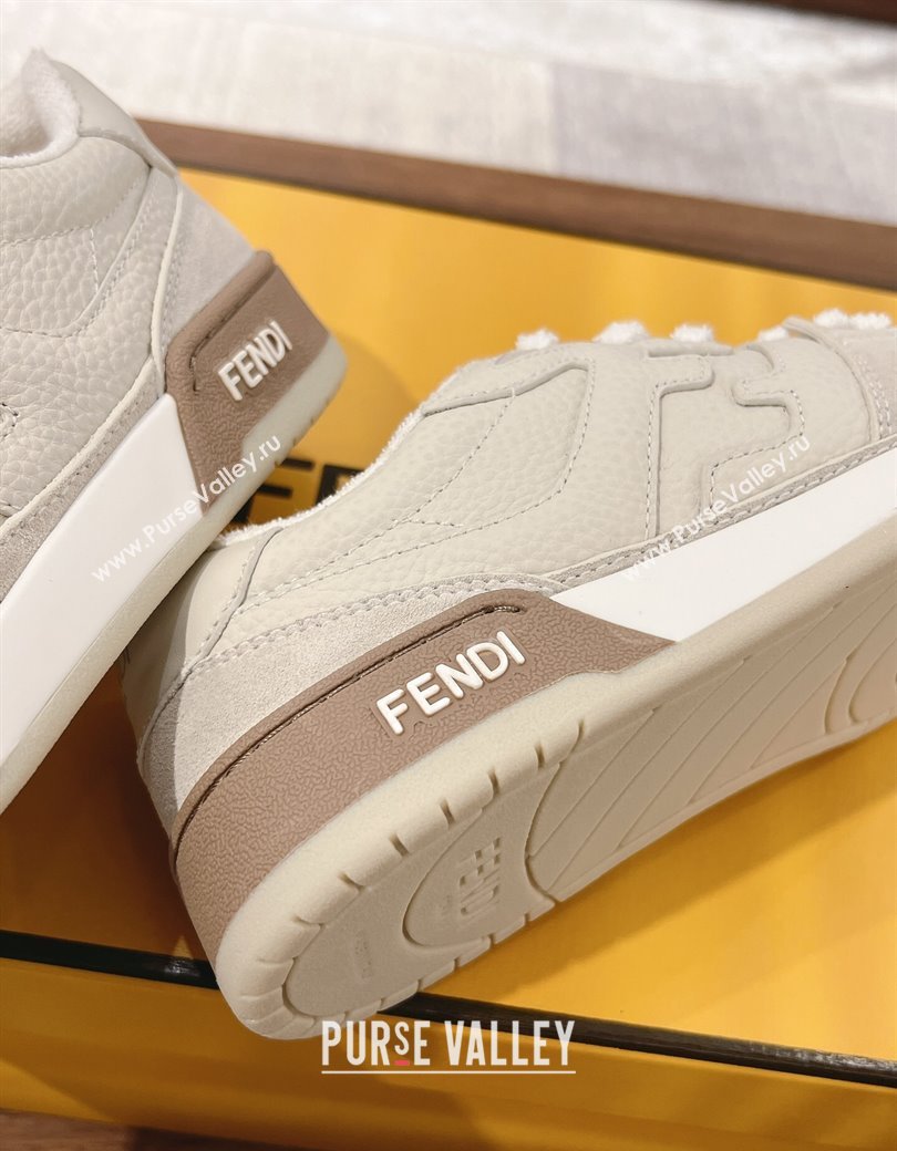 Fendi Match Low-top Sneakers in Grained Leather and Suede White Upper 2025 0219 (MD-250220118)