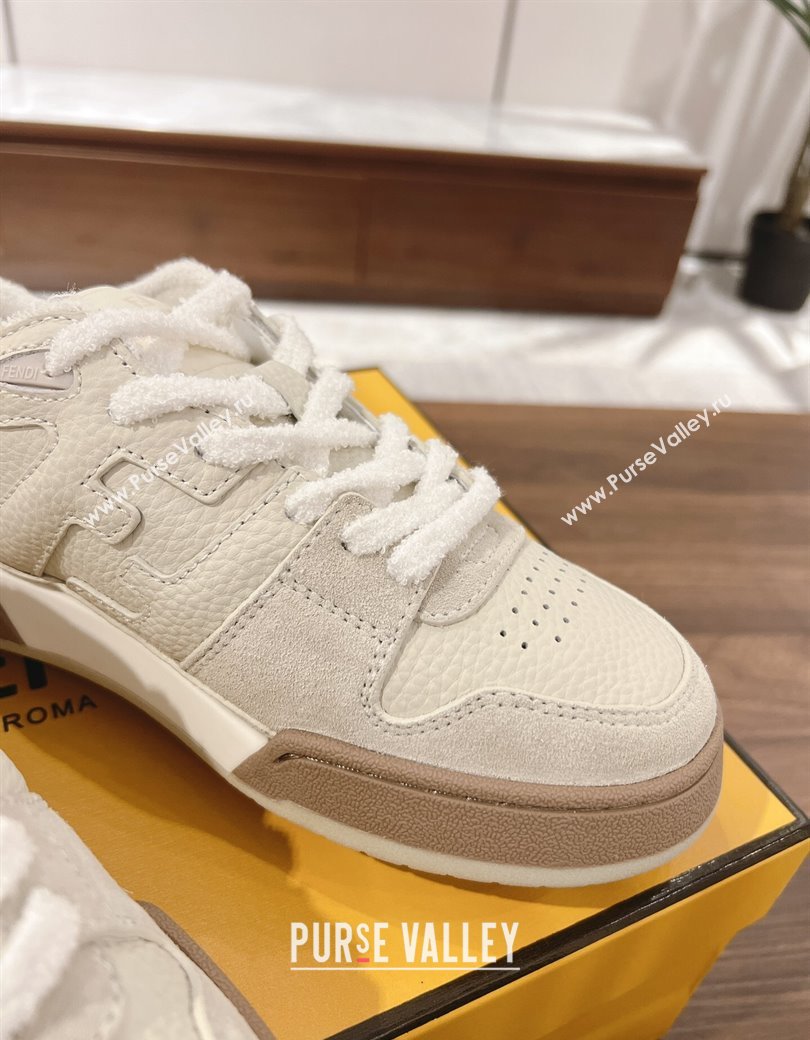 Fendi Match Low-top Sneakers in Grained Leather and Suede White Upper 2025 0219 (MD-250220118)