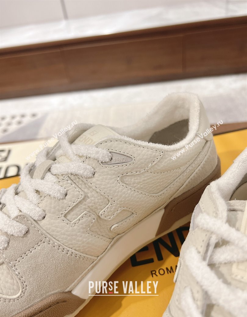 Fendi Match Low-top Sneakers in Grained Leather and Suede White Upper 2025 0219 (MD-250220118)
