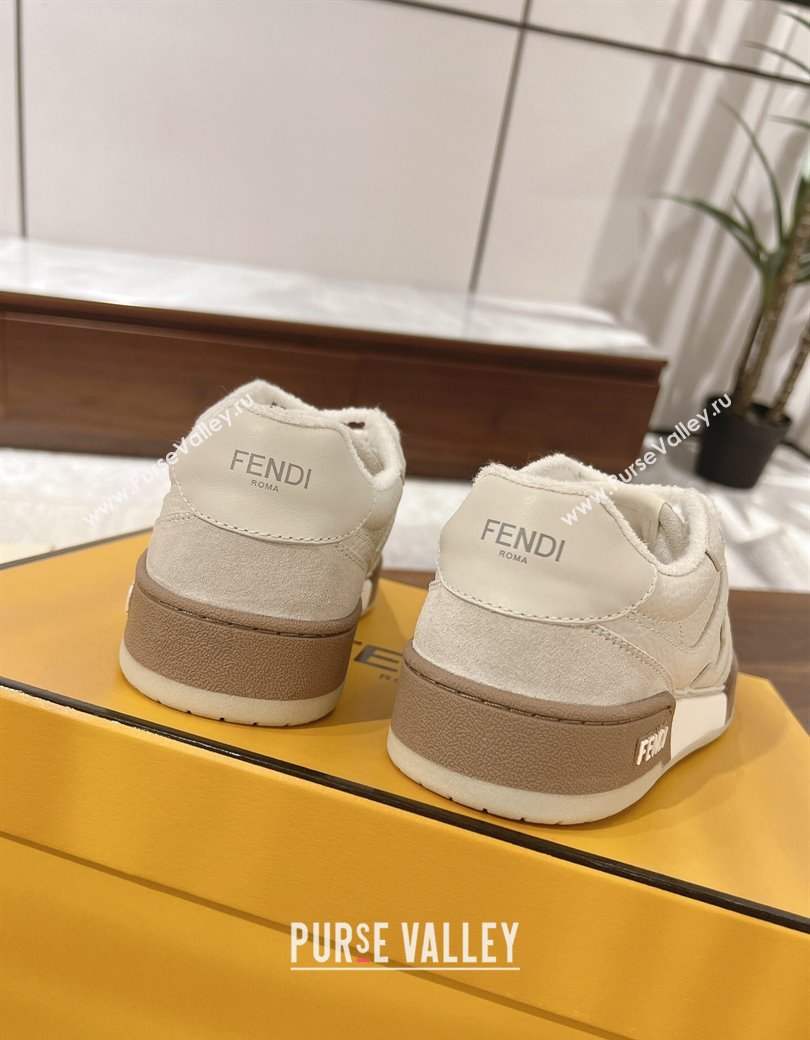 Fendi Match Low-top Sneakers in Grained Leather and Suede White Upper 2025 0219 (MD-250220118)