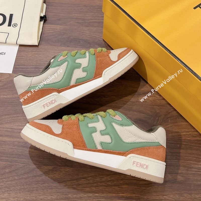 Fendi Match Low-top Sneakers in Grained Leather and Suede Multicolor 2025 0219 (MD-250220119)