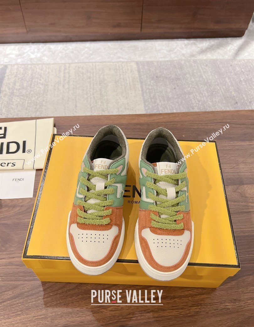 Fendi Match Low-top Sneakers in Grained Leather and Suede Multicolor 2025 0219 (MD-250220119)