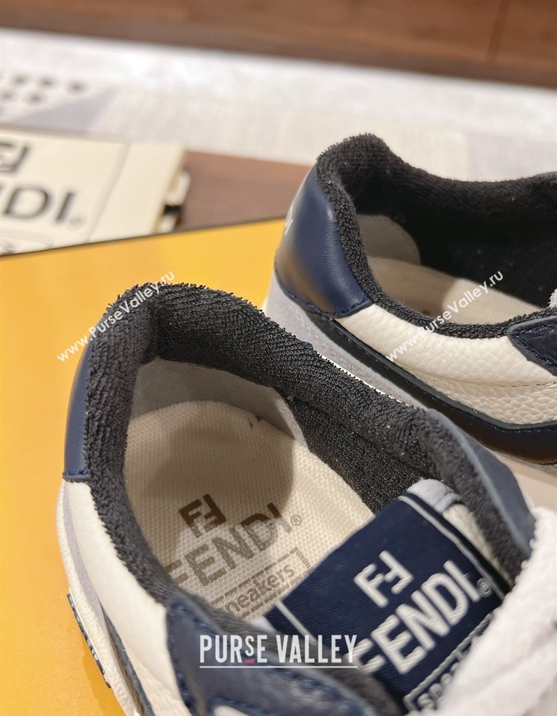 Fendi Match Low-top Sneakers in Grained Leather and Suede Dark Blue 2025 0219 (MD-250220120)