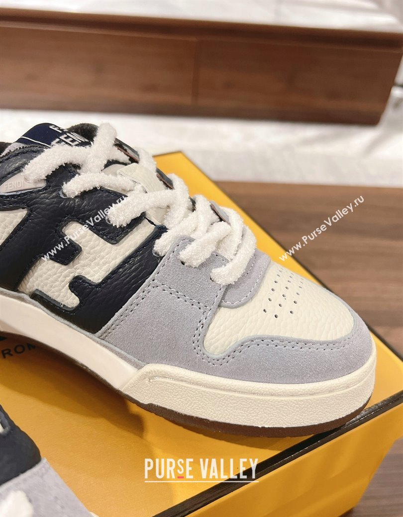 Fendi Match Low-top Sneakers in Grained Leather and Suede Dark Blue 2025 0219 (MD-250220120)