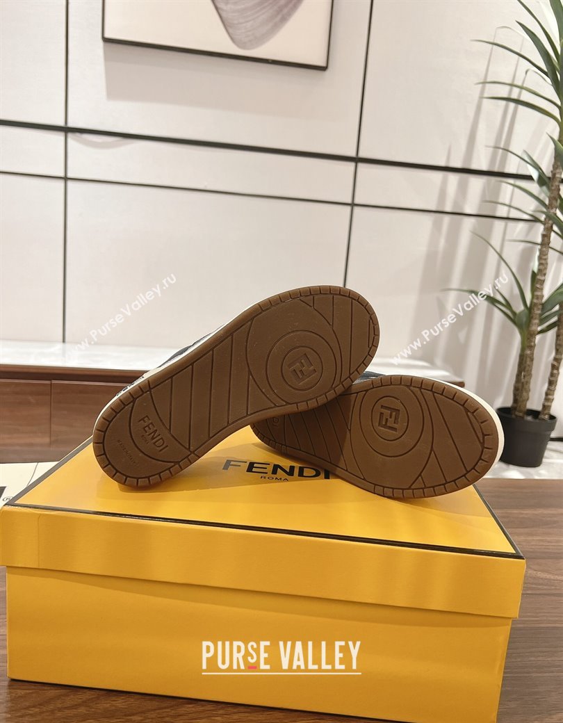 Fendi Match Low-top Sneakers in Grained Leather and Suede Dark Blue 2025 0219 (MD-250220120)