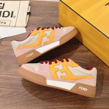 Fendi Match Low-top Sneakers in Leather and Suede Yellow/Pink 2025 0219 (MD-250220121)