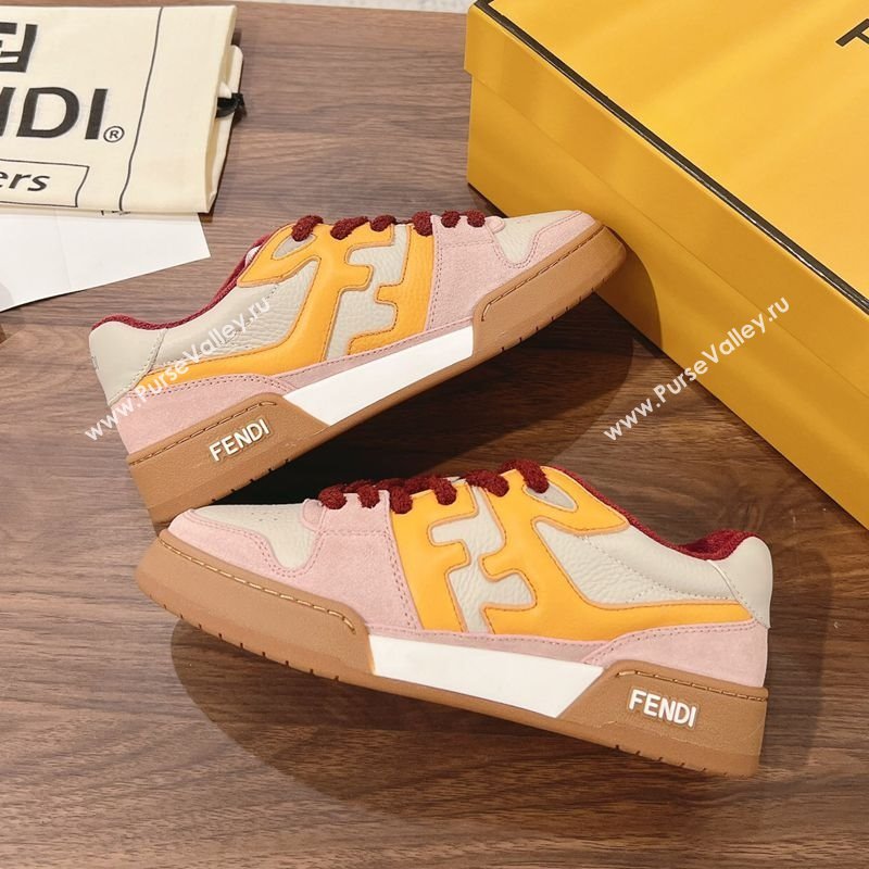 Fendi Match Low-top Sneakers in Leather and Suede Yellow/Pink 2025 0219 (MD-250220121)