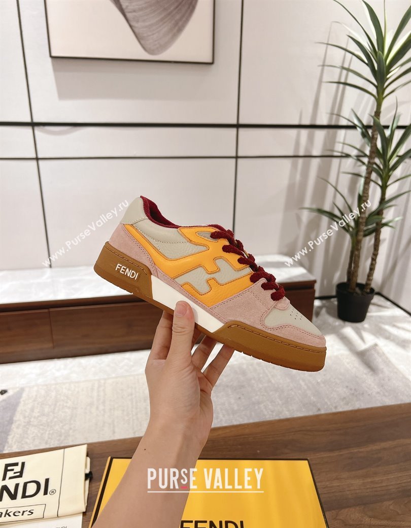 Fendi Match Low-top Sneakers in Leather and Suede Yellow/Pink 2025 0219 (MD-250220121)