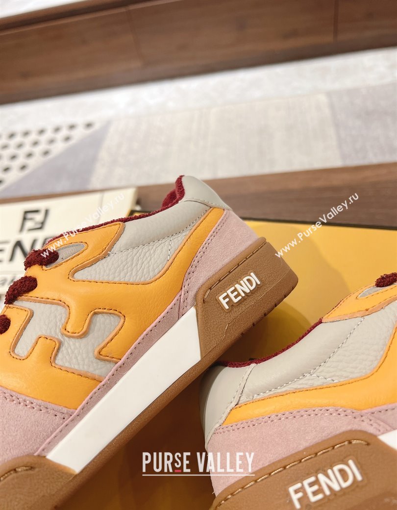 Fendi Match Low-top Sneakers in Leather and Suede Yellow/Pink 2025 0219 (MD-250220121)