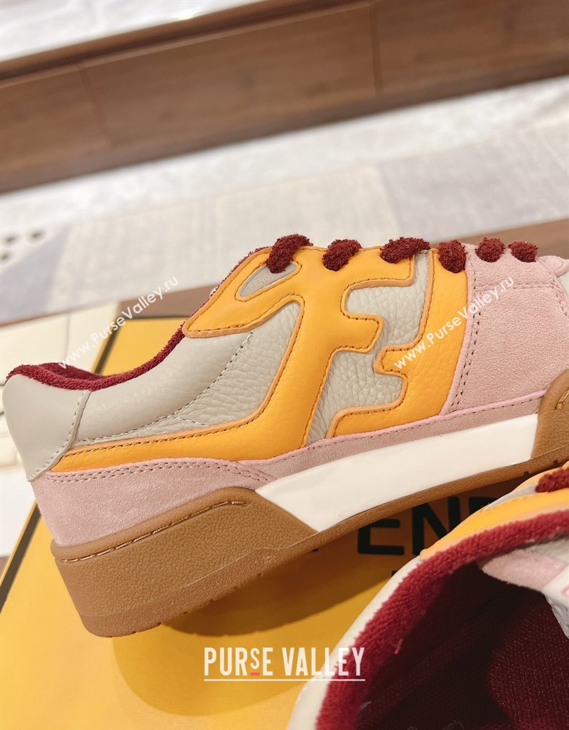 Fendi Match Low-top Sneakers in Leather and Suede Yellow/Pink 2025 0219 (MD-250220121)