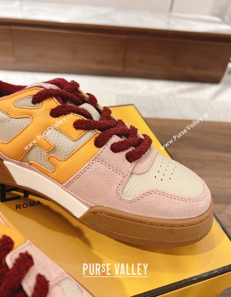 Fendi Match Low-top Sneakers in Leather and Suede Yellow/Pink 2025 0219 (MD-250220121)