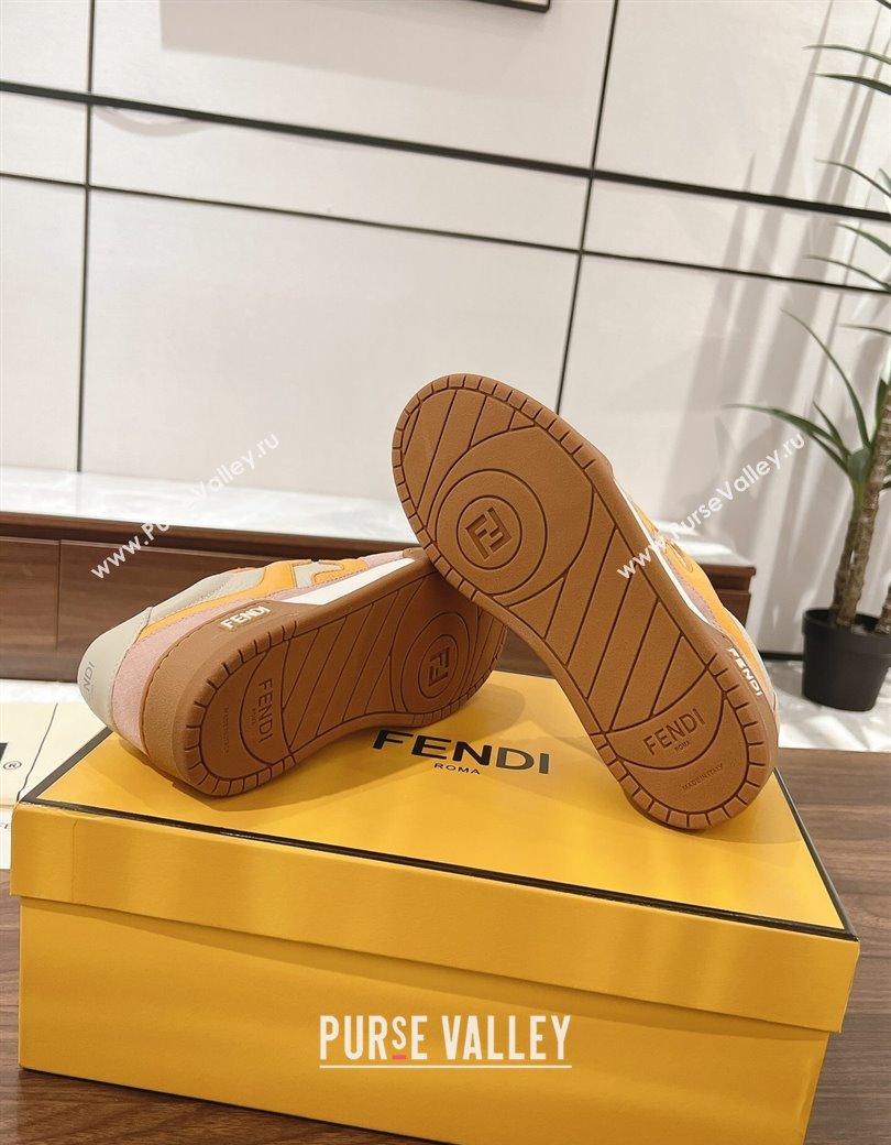 Fendi Match Low-top Sneakers in Leather and Suede Yellow/Pink 2025 0219 (MD-250220121)