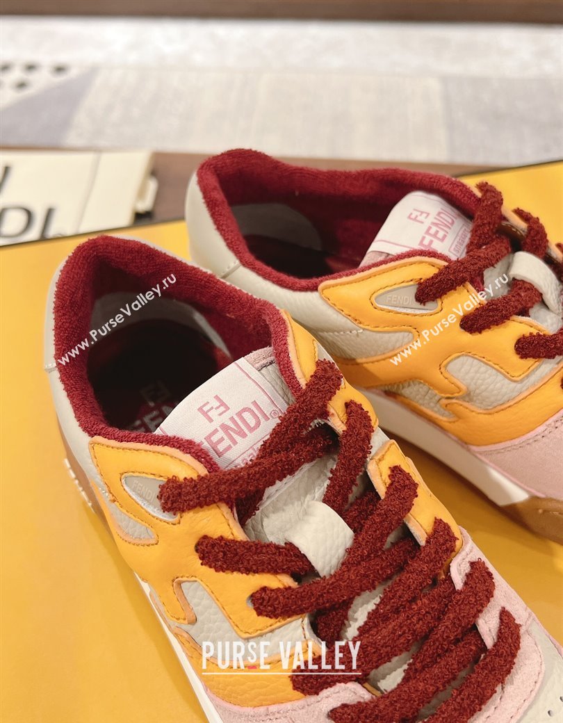 Fendi Match Low-top Sneakers in Leather and Suede Yellow/Pink 2025 0219 (MD-250220121)