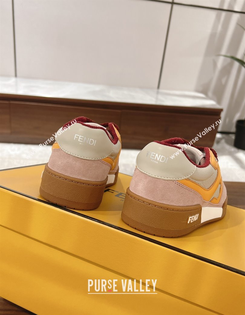 Fendi Match Low-top Sneakers in Leather and Suede Yellow/Pink 2025 0219 (MD-250220121)