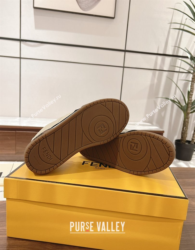 Fendi Match Low-top Sneakers in Grained Leather and Suede White/Black 2025 0219 (MD-250220122)